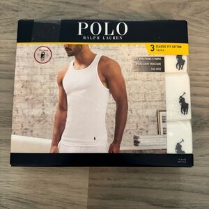 Polo Ralph Lauren Men’s Medium Classic Fit White Cotton Ribbed Tanks NWT